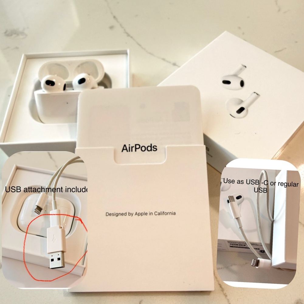 Apple AirPods 3rd Gen with Charging Cable, Case & USB Adapter - Picture 14 of 14